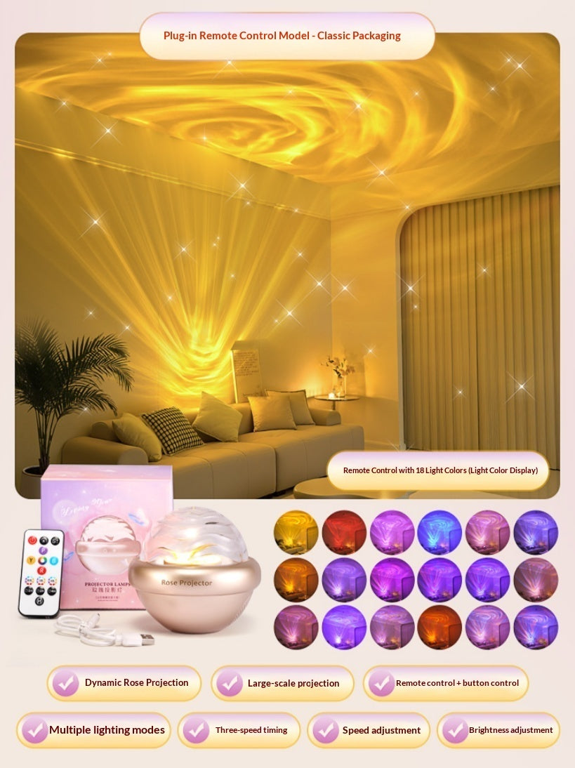 Rose Atmosphere Lamp Starry Sky Projector Night Light